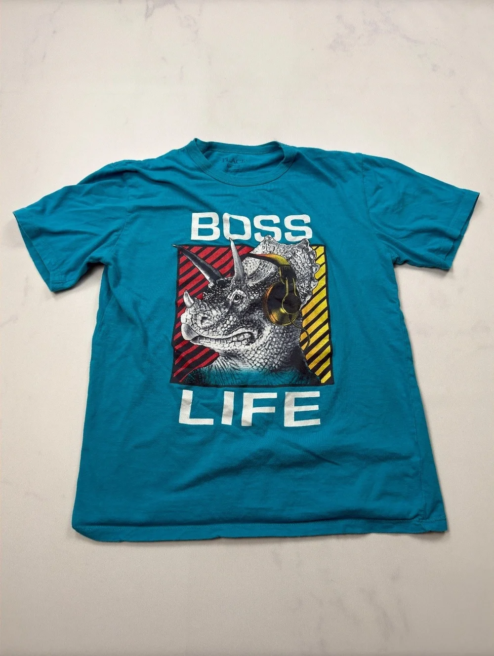 The Children's Place Graphic T-Shirt Turquoise Boss Life - Boys L